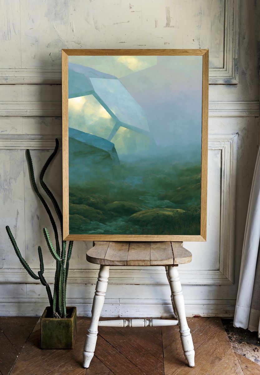 Misty Mountain Lightscape Print. — room view 1