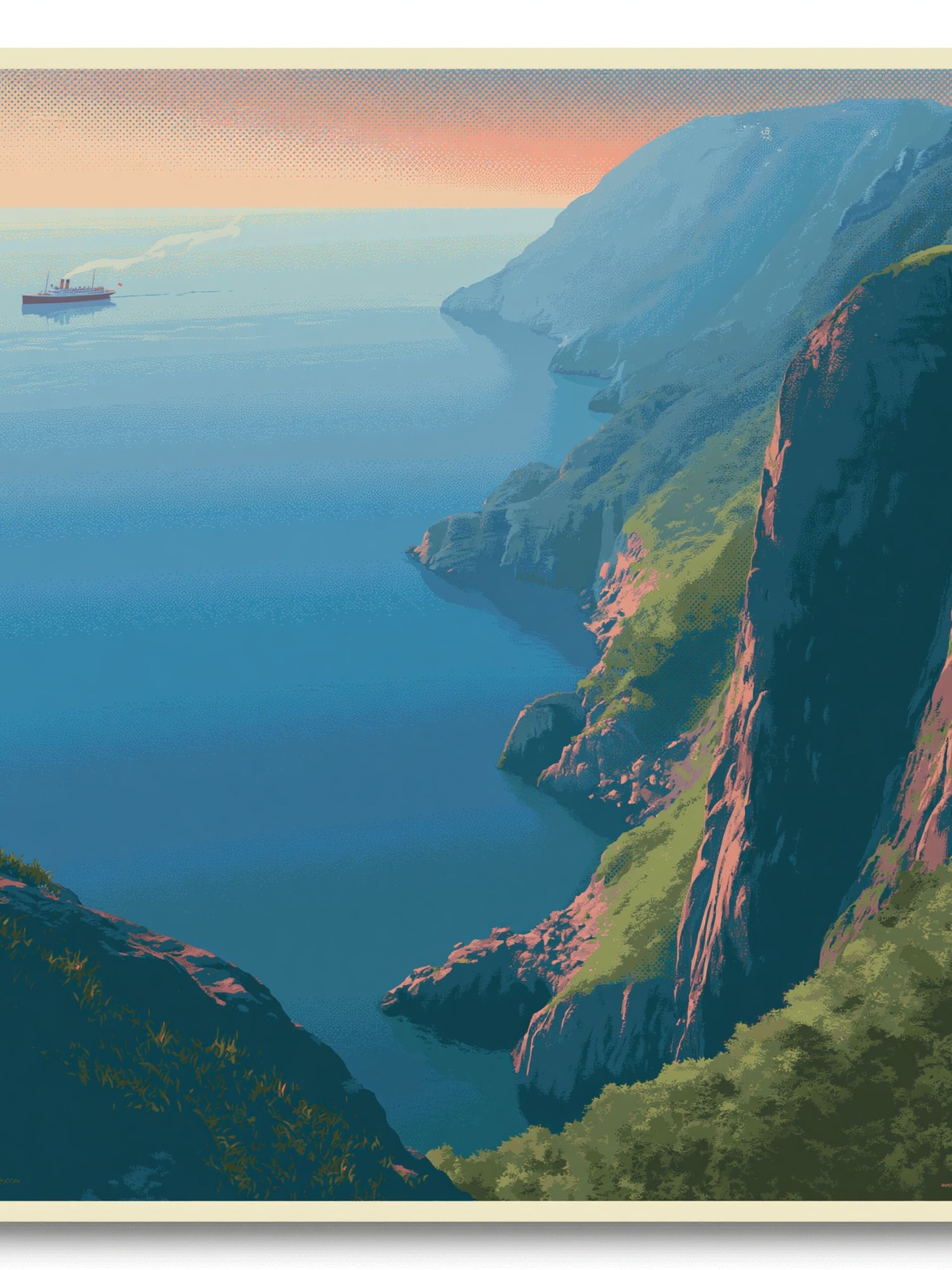 Cliffside Coast Sunset Print. poster detail