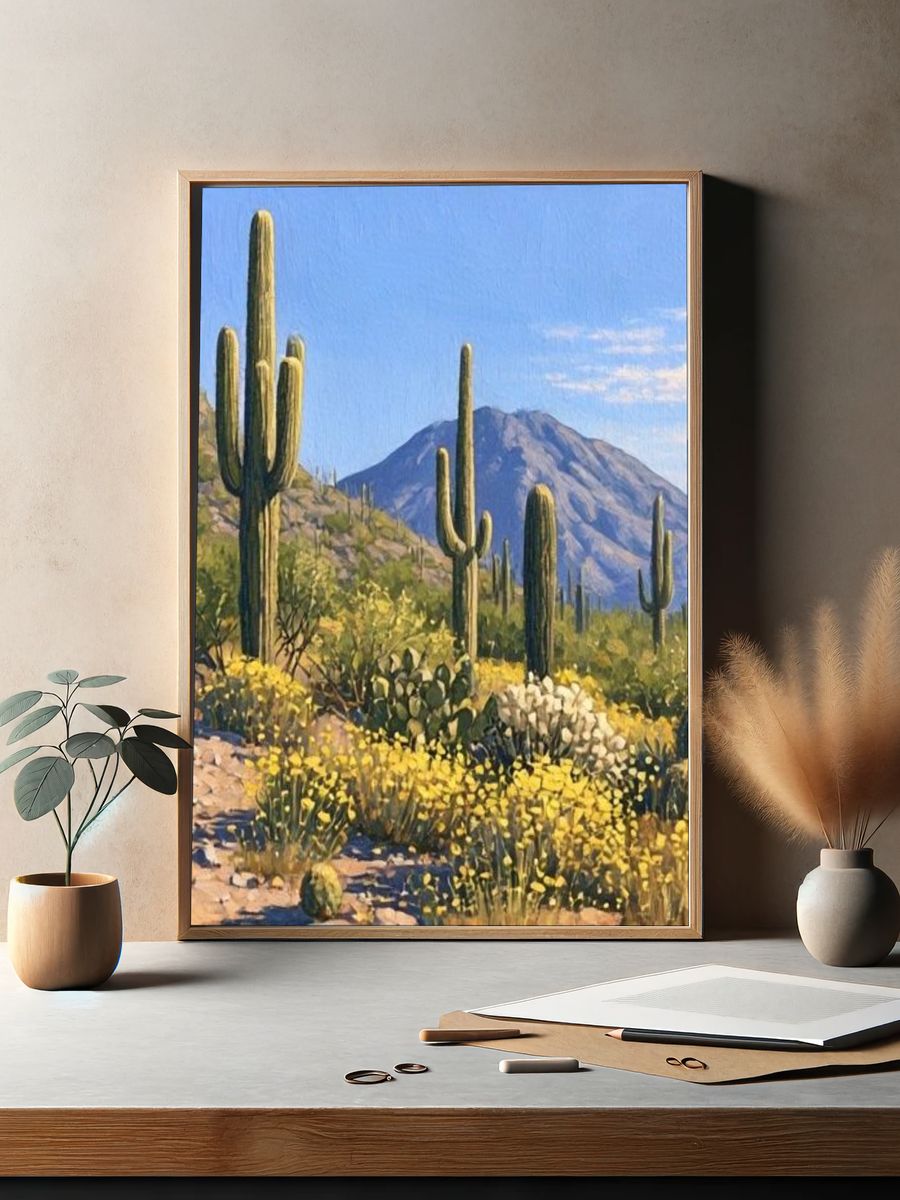 Desert Saguaro Landscape Print. — room view 2