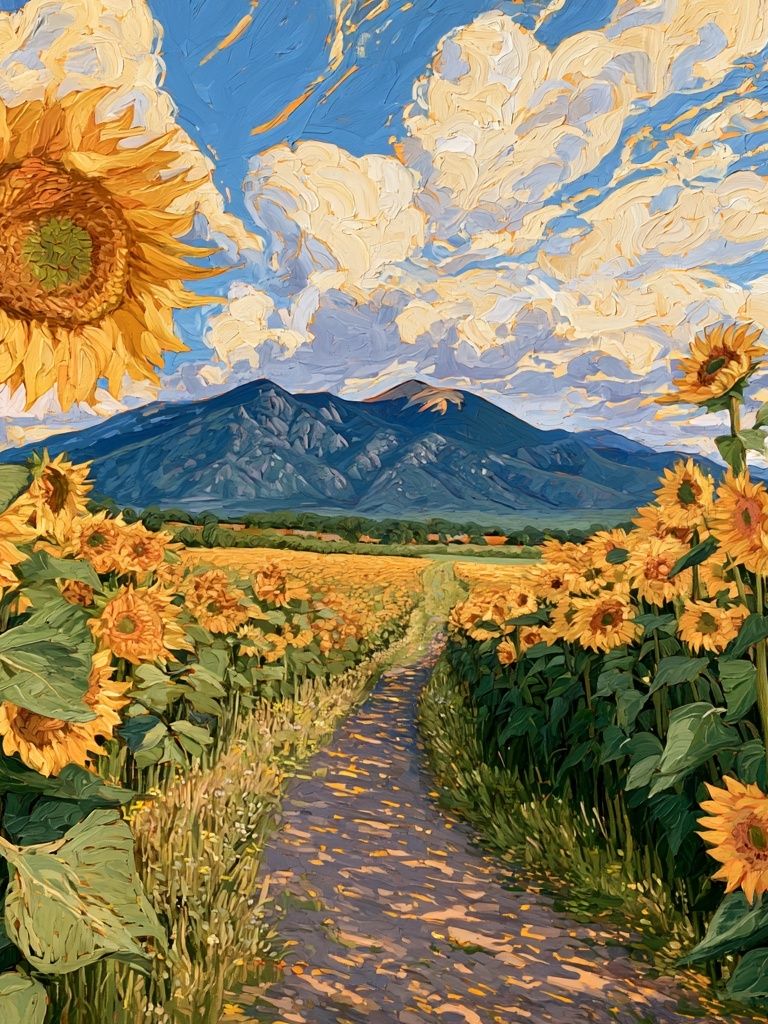 Sunflower Field Landscape Print. poster detail