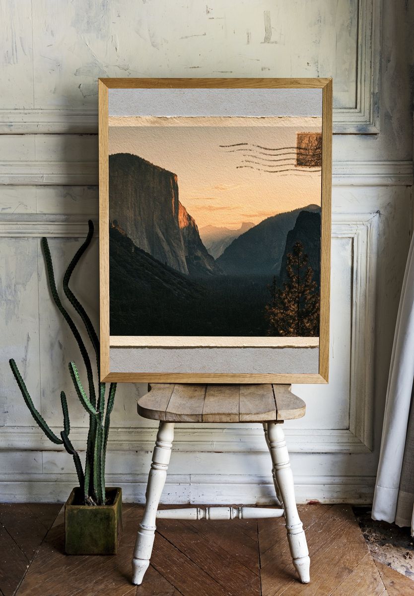 Yosemite Sunset Landscape Print. — room view 1