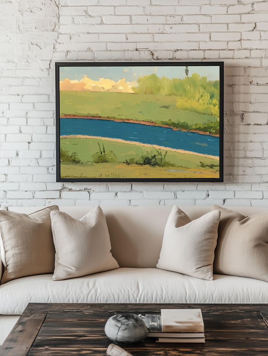 River Meadow Landscape Print. — room view 1