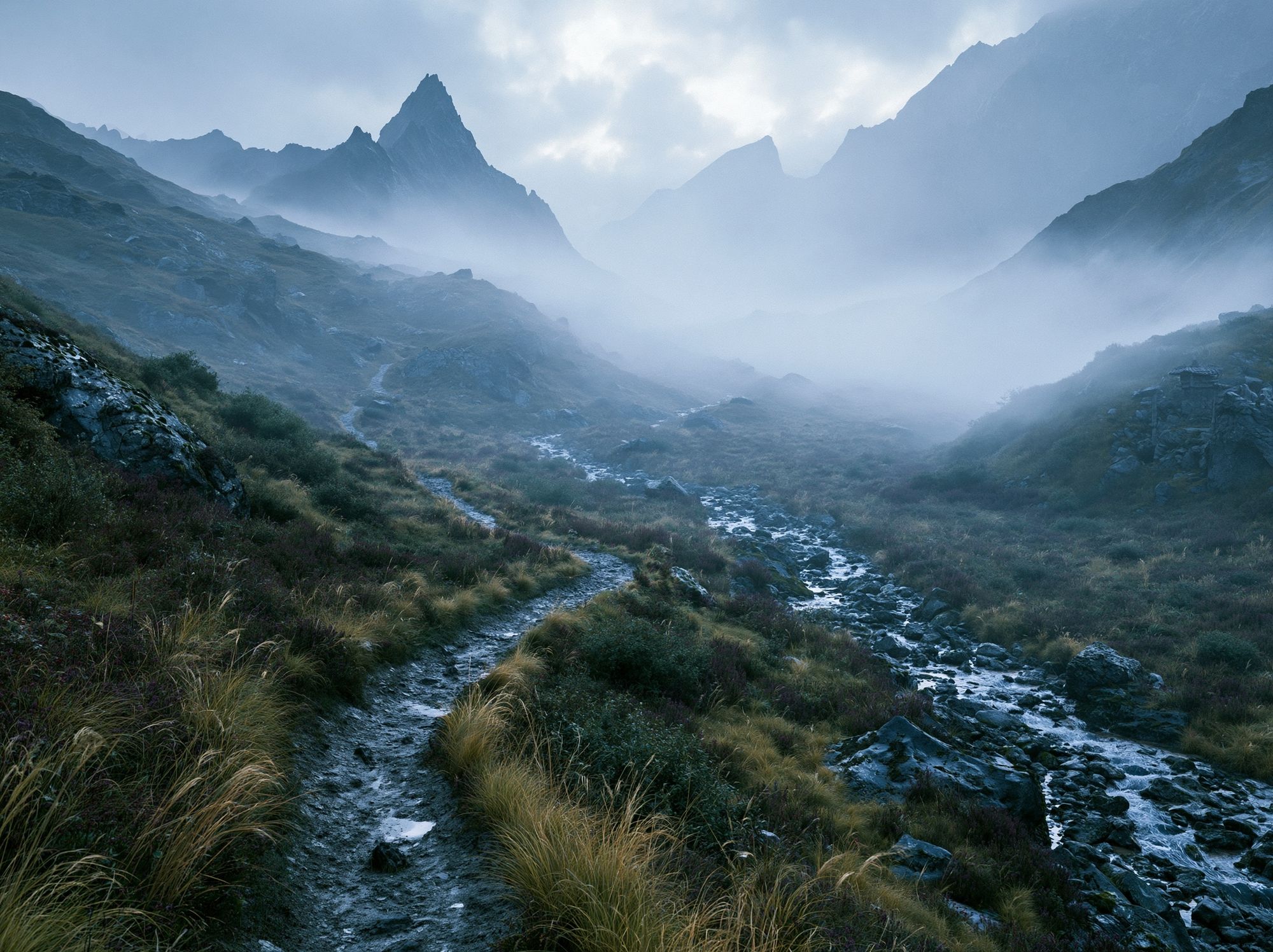 Misty Mountain Valley Landscape Poster. poster — nature art