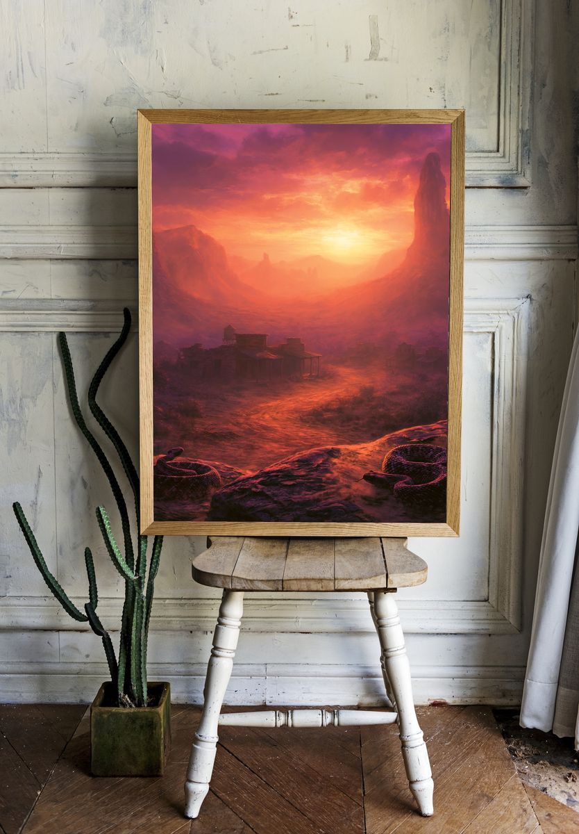 Desert Sunset Canyon Print. — room view 1