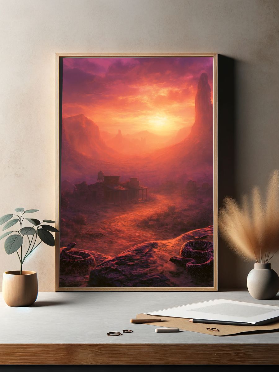 Desert Sunset Canyon Print. — room view 2