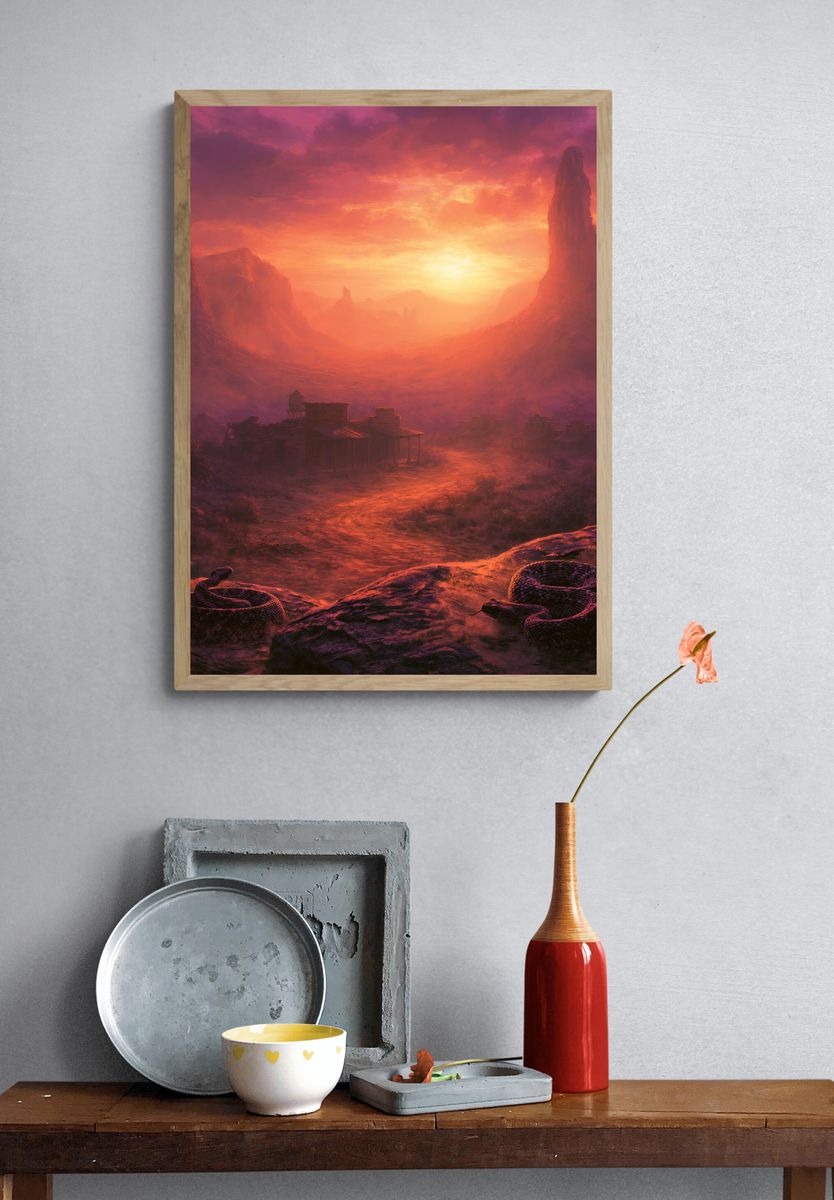 Desert Sunset Canyon Print. — room view 3