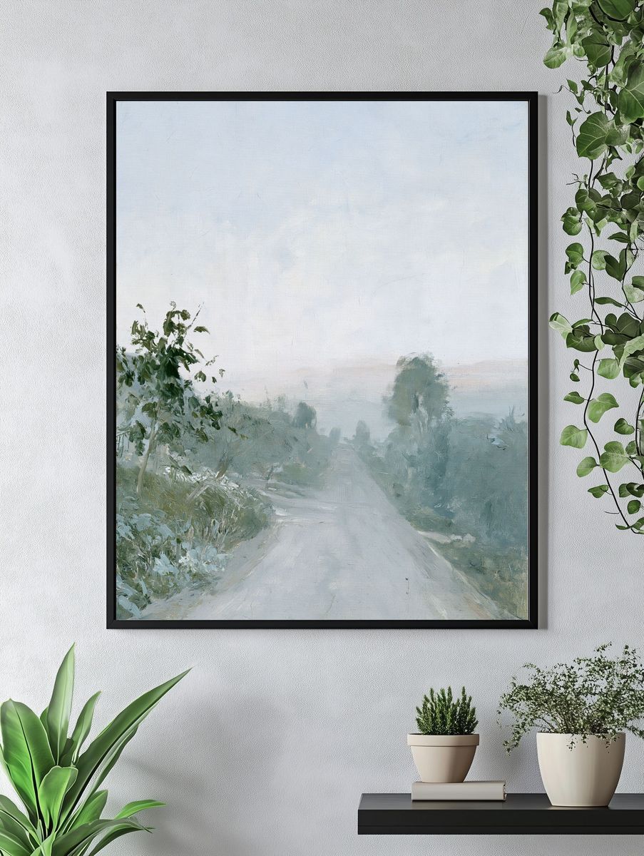 Misty Country Road Landscape Print. — room view 4