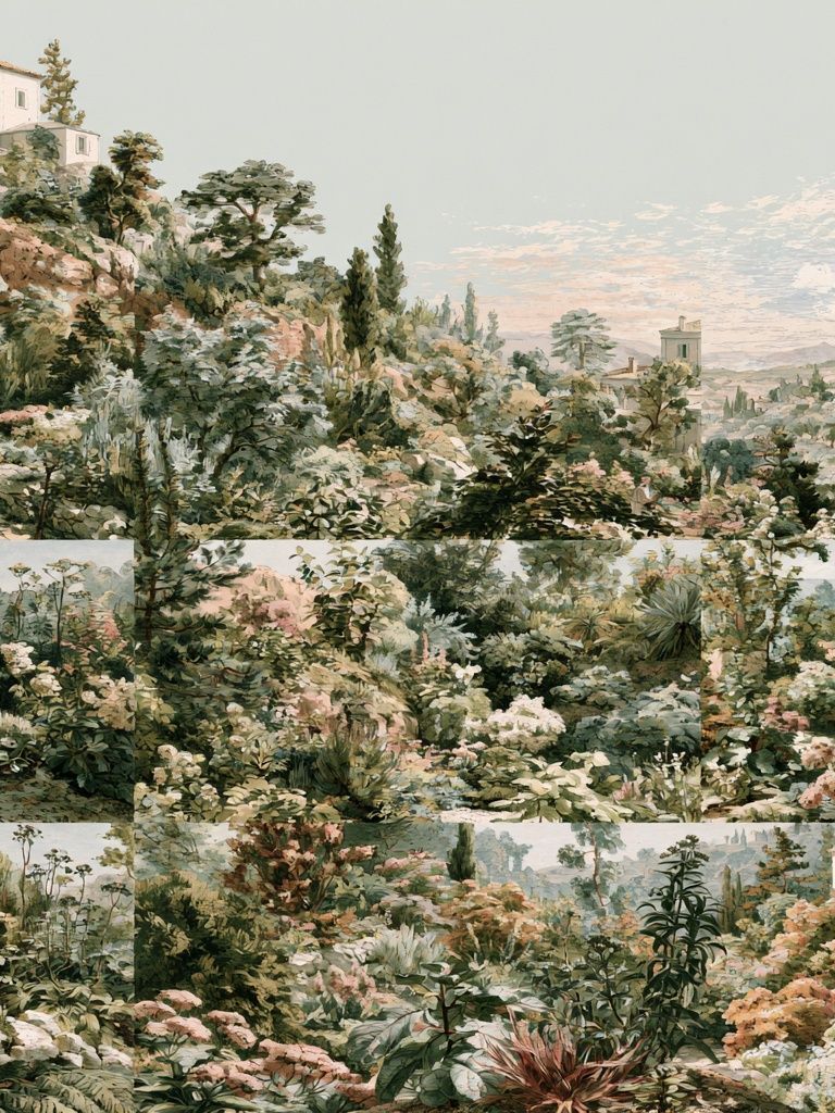 Mediterranean Garden Landscape Print. poster — nature art