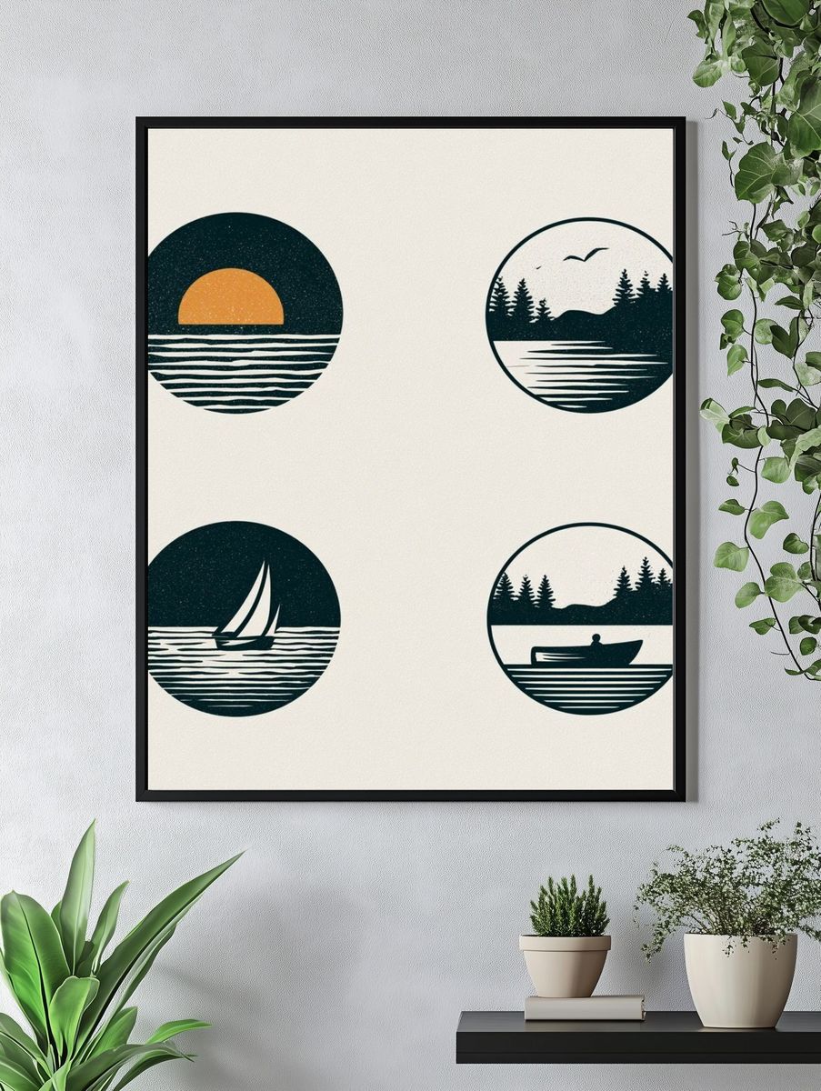 Lake Sunset Minimalist Print. — room view 4