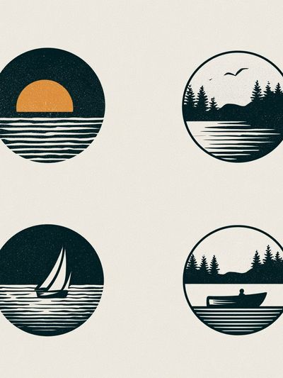 Lake Sunset Minimalist Print. poster