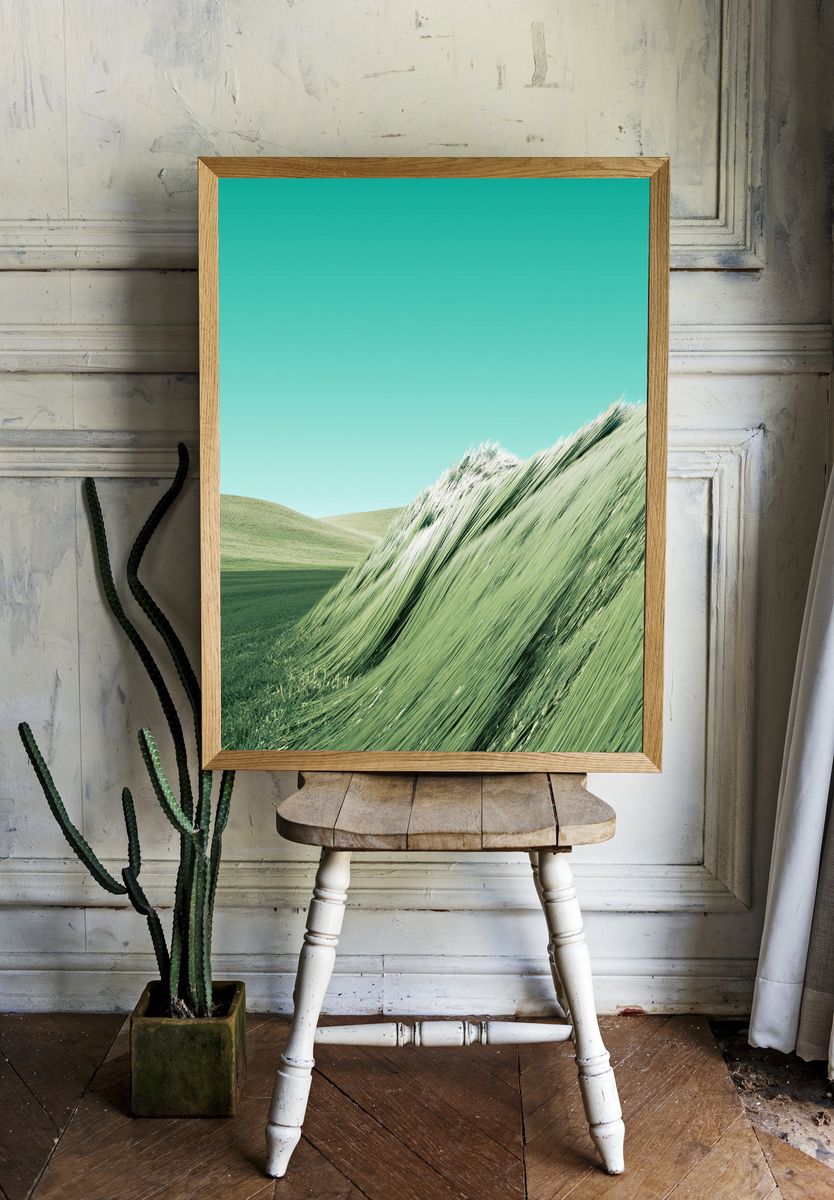 Wind-Swept Grassland Nature Print. — room view 1