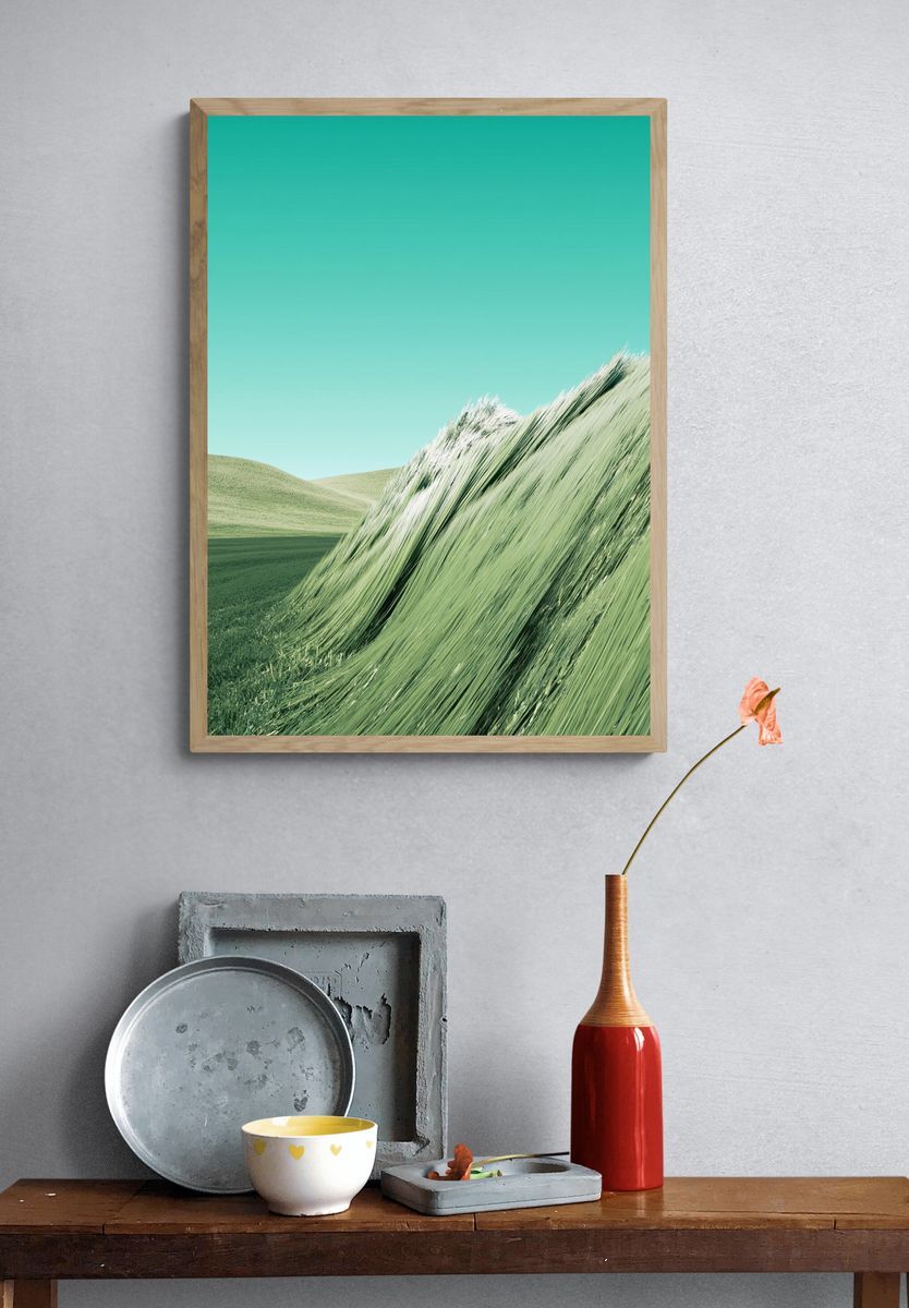 Wind-Swept Grassland Nature Print. — room view 3
