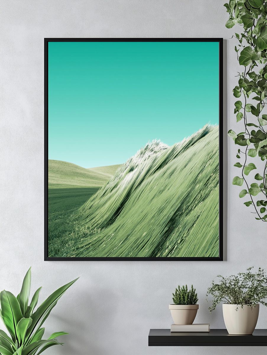 Wind-Swept Grassland Nature Print. — room view 4