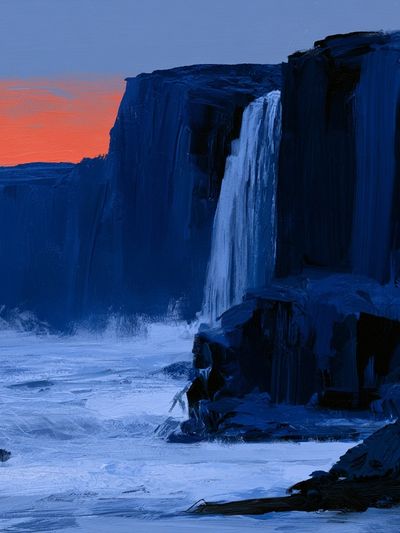 Arctic Cliff Waterfall Print.