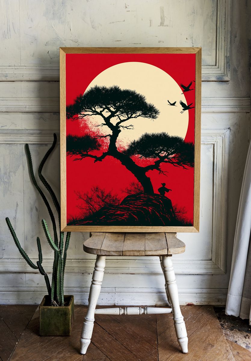 Japanese Pine Silhouette Poster. — room view 1