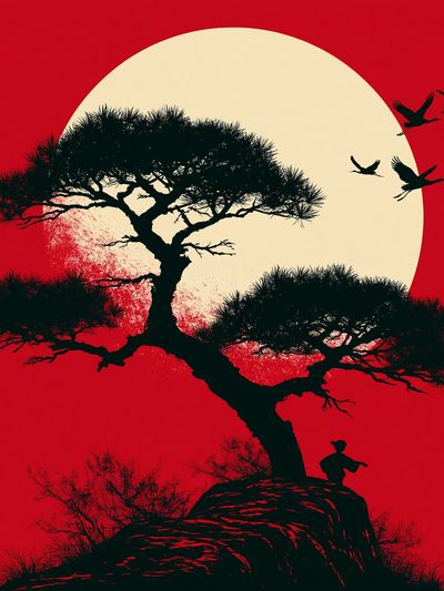 Japanese Pine Silhouette Poster. poster print