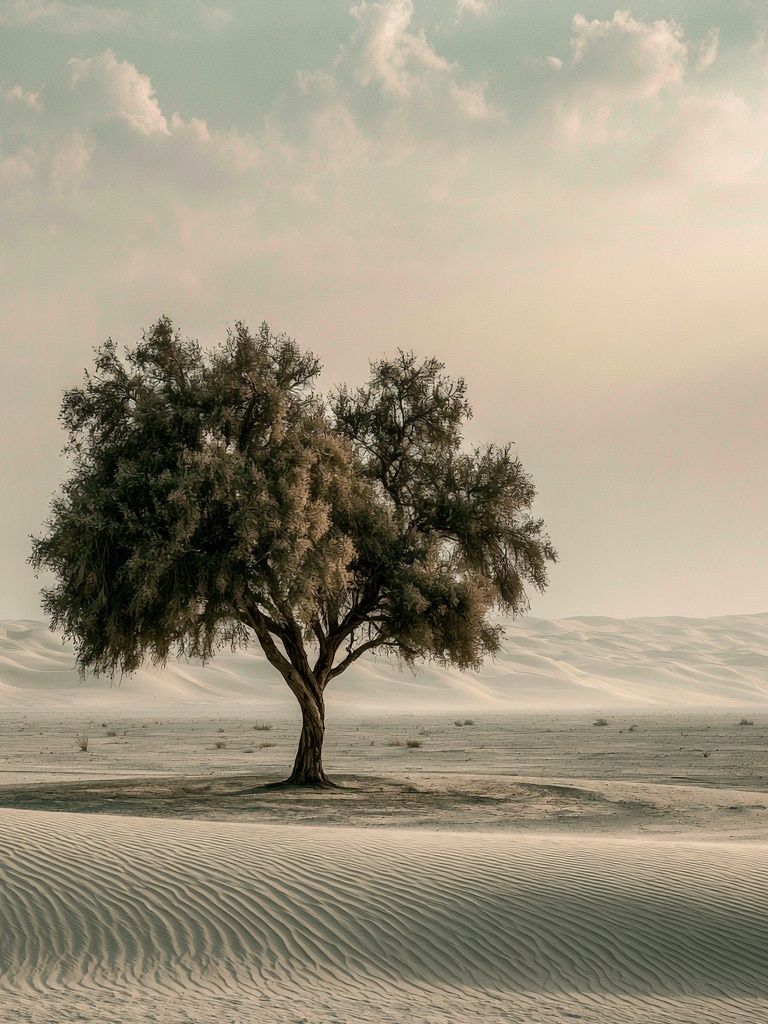 Solitary Desert Tree Nature Print. poster detail