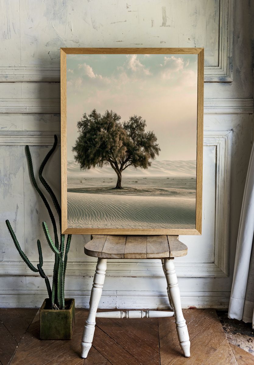 Solitary Desert Tree Nature Print. — room view 1