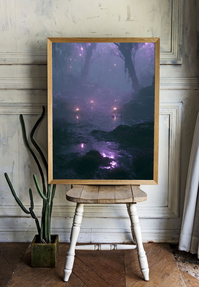 Enchanted Misty Forest Poster. room preview