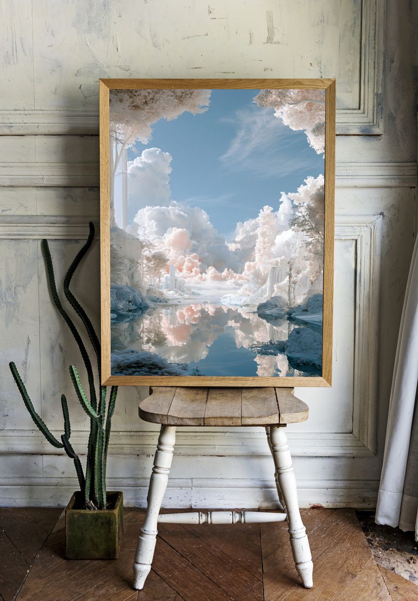 Dreamy Cloudscape Landscape Print. — room view 1