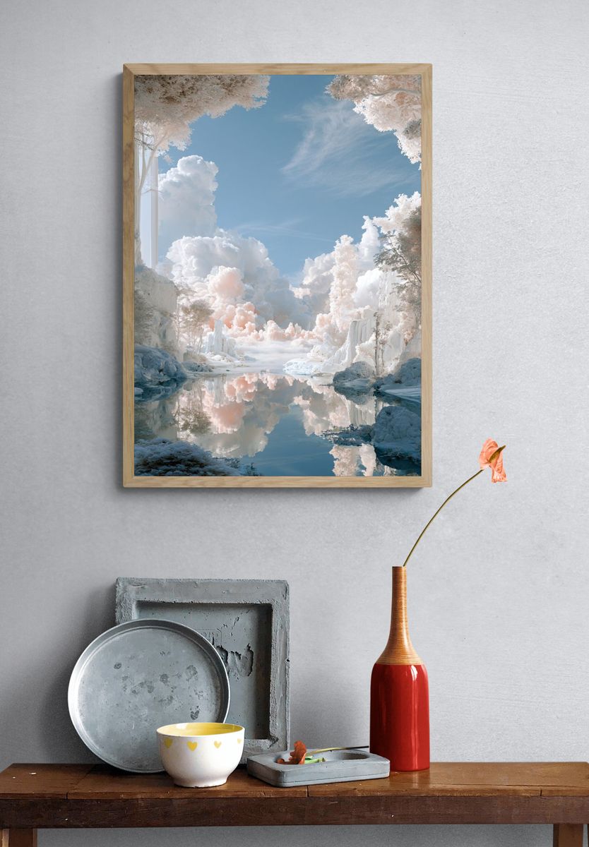 Dreamy Cloudscape Landscape Print. — room view 3