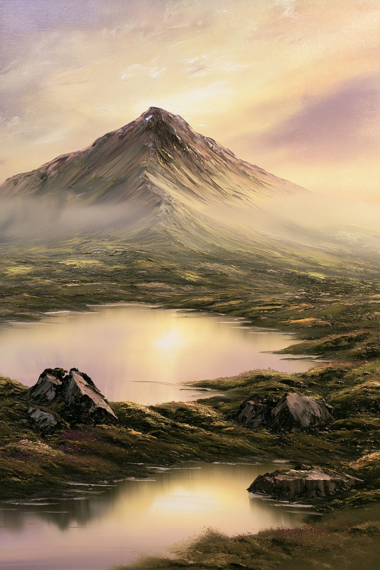 Misty Mountain Lake Landscape Print. poster — nature art