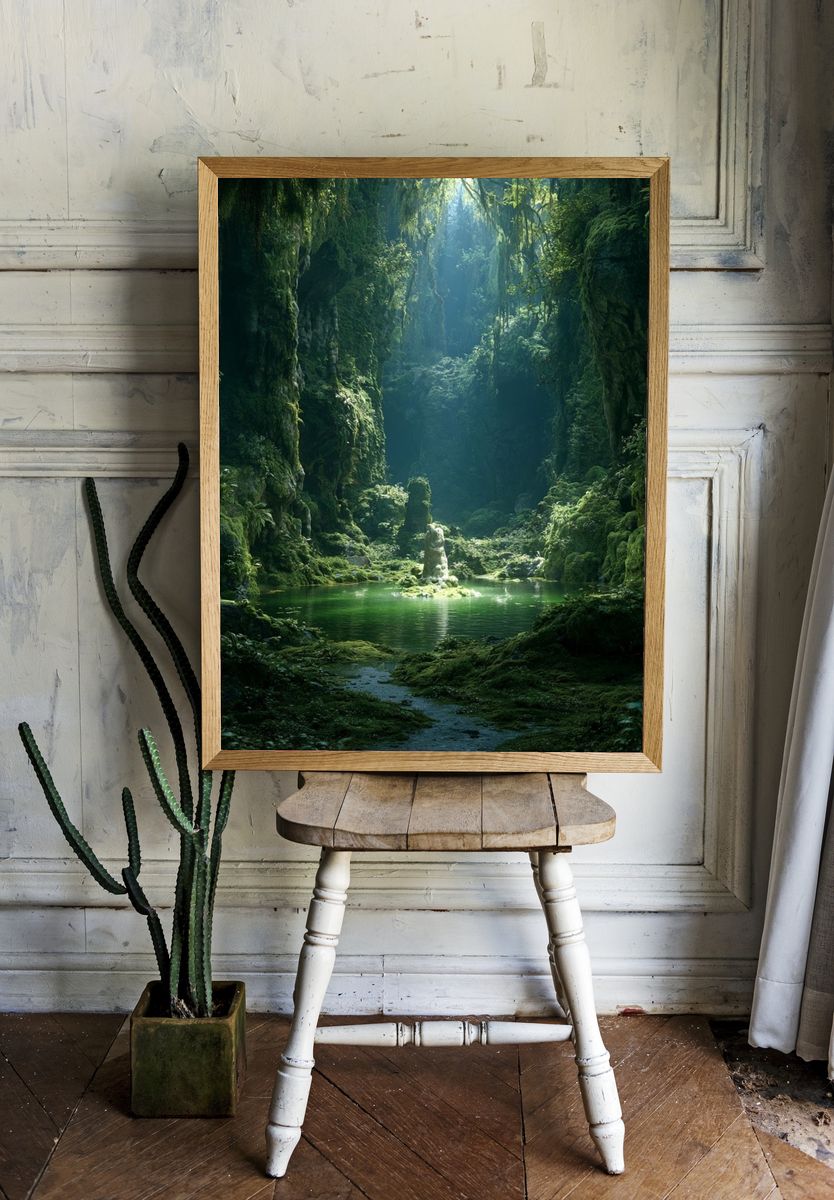 Emerald Cave Forest Print. — room view 1