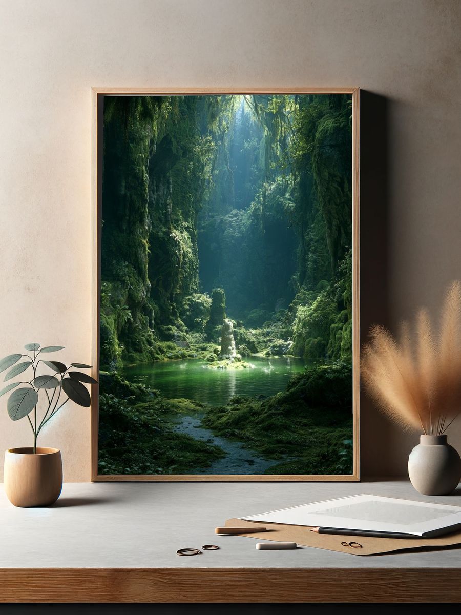 Emerald Cave Forest Print. — room view 2