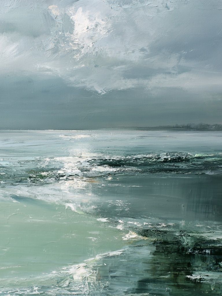 Misty Seascape Contemporary Print. poster detail
