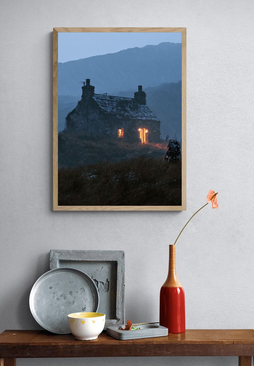 Stormy Cottage Landscape Print. — room view 3