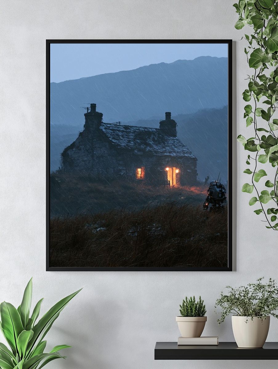 Stormy Cottage Landscape Print. — room view 4