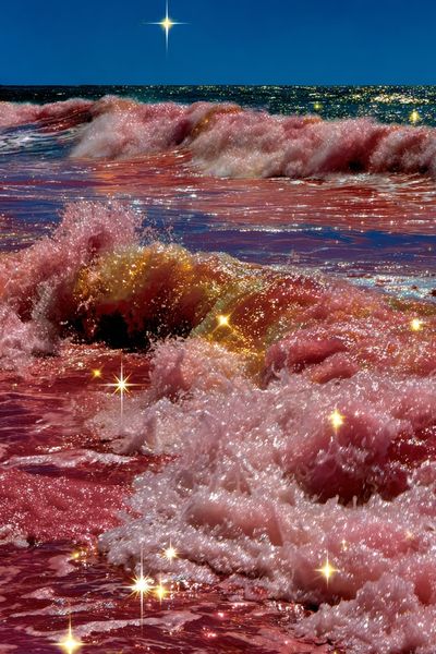 Sparkling Pink Ocean Waves Poster.