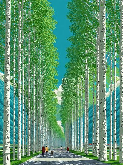 Birch Avenue Landscape Print.