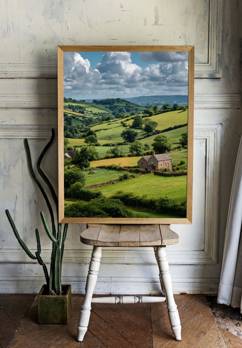 Rolling Green Hills Landscape Poster. — room view 1