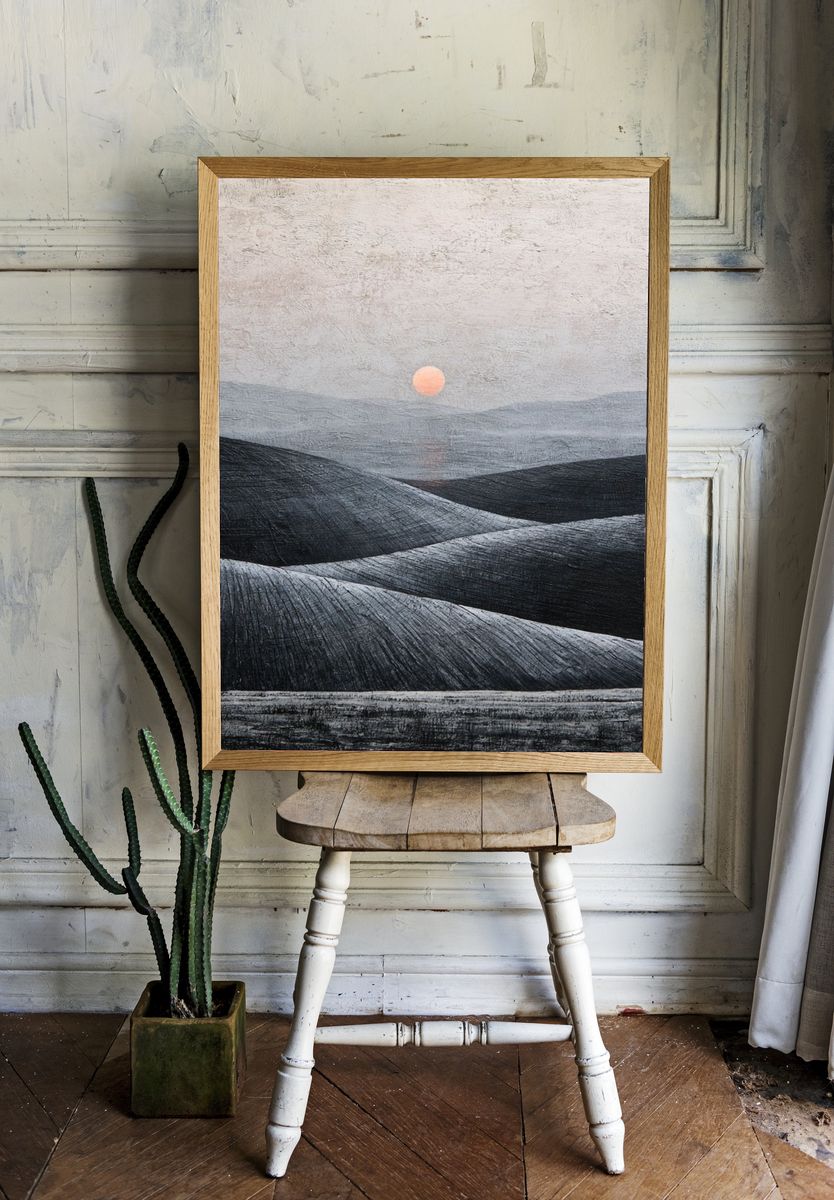 Minimalist Desert Sunrise Poster. room preview