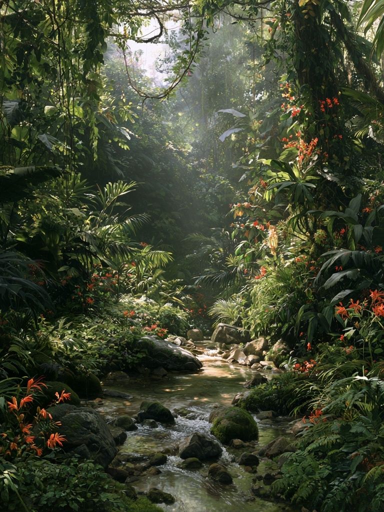 Tropical Jungle Stream Poster. poster — nature art