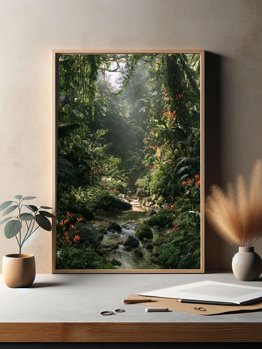 Tropical Jungle Stream Poster. — room view 2