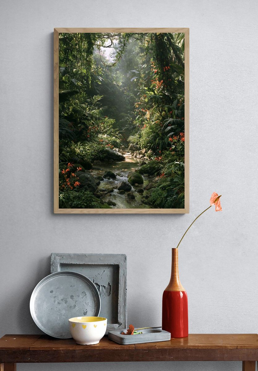 Tropical Jungle Stream Poster. — room view 3