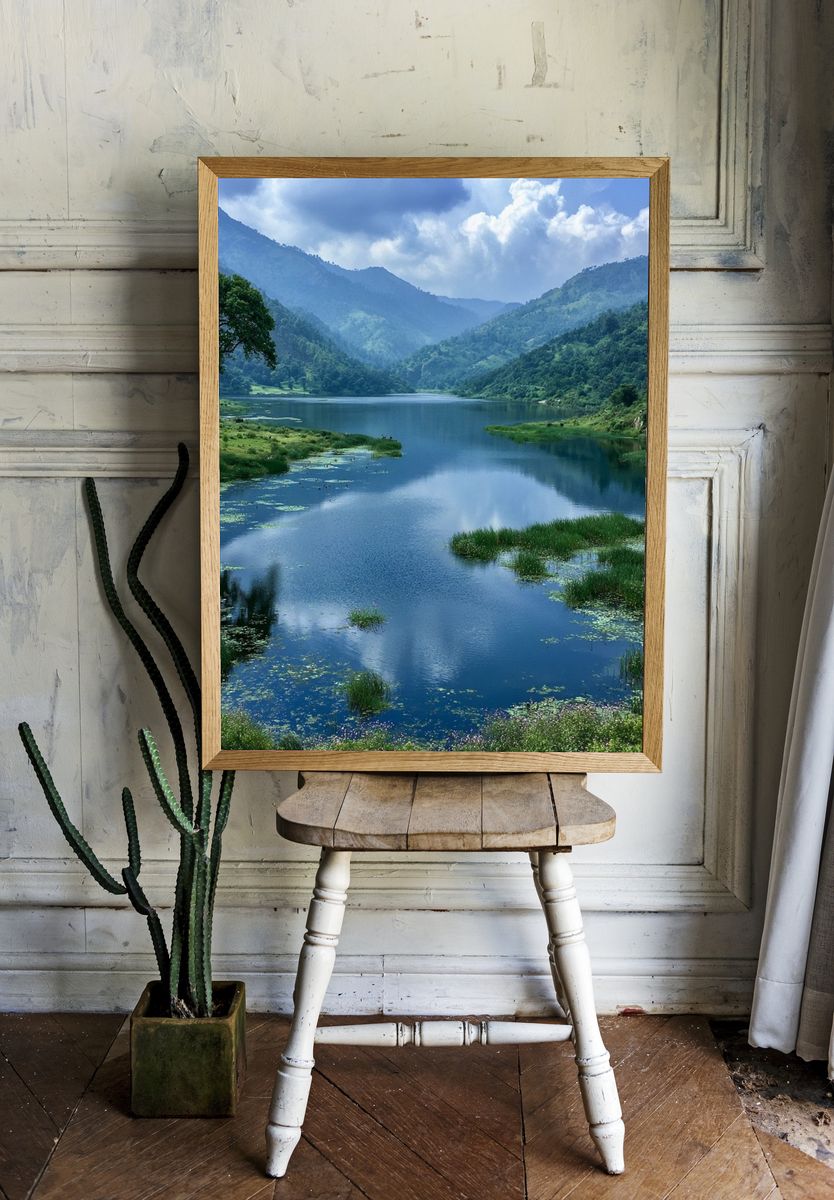 Misty Mountain Lake Nature Poster. — room view 1