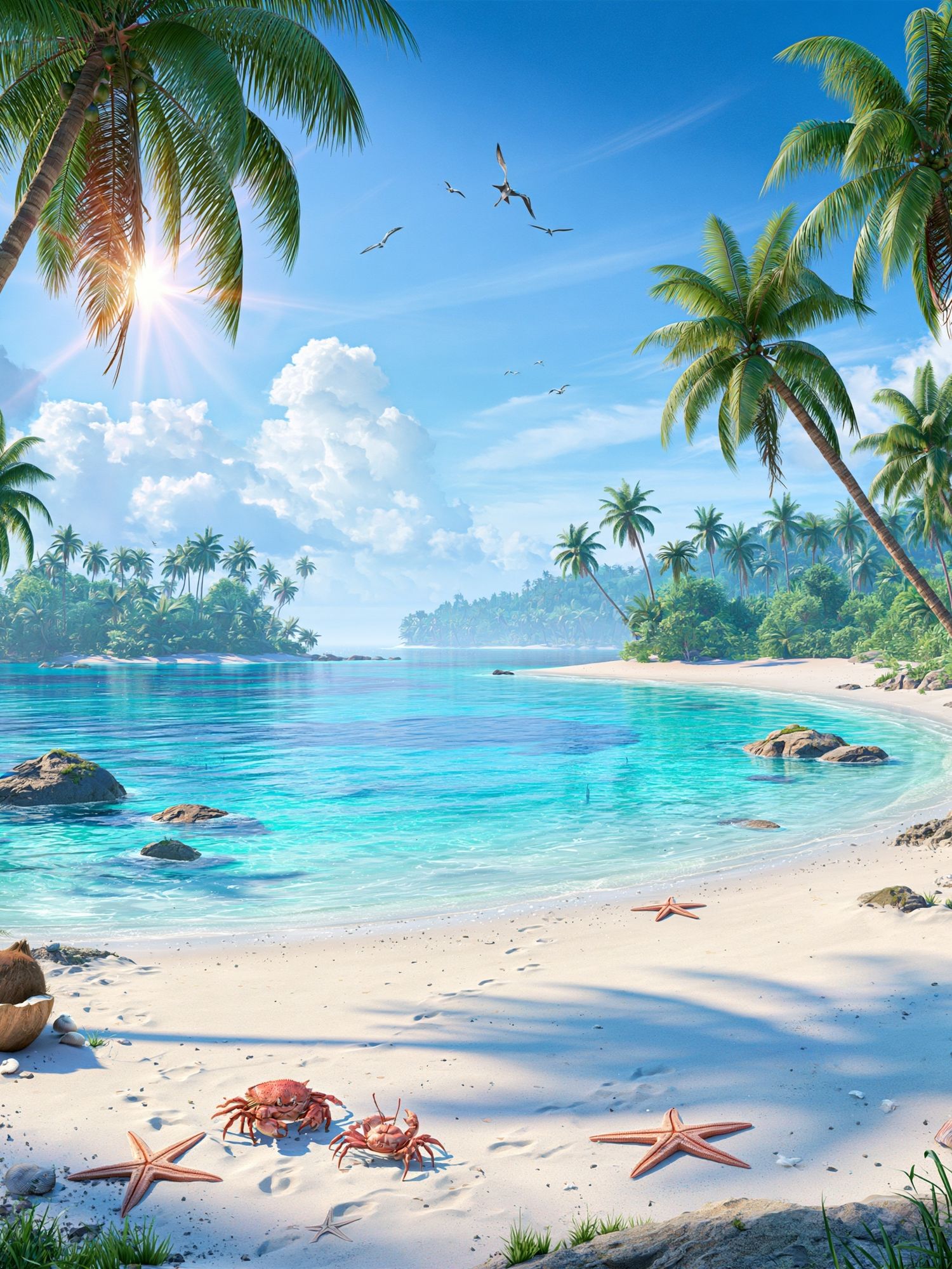 Tropical Paradise Beach Print. poster — nature art