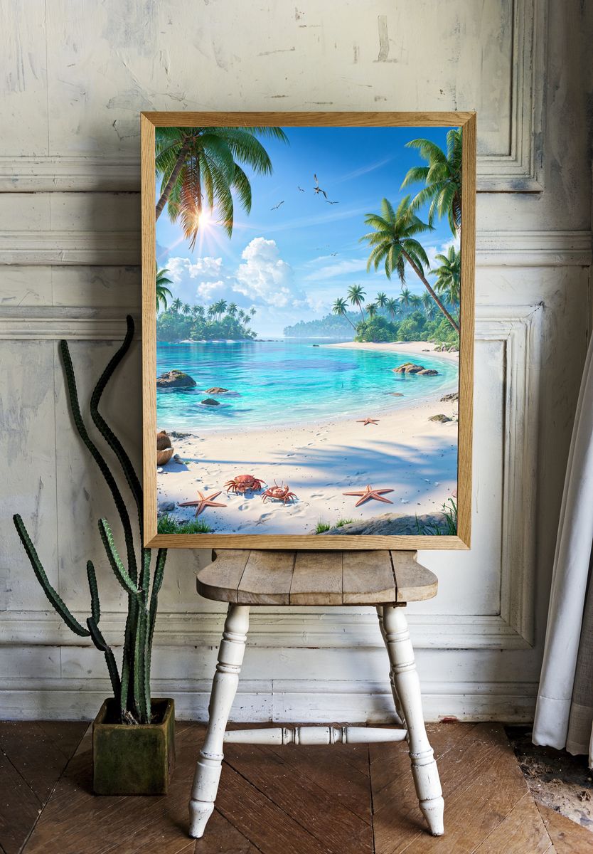 Tropical Paradise Beach Print. — room view 1