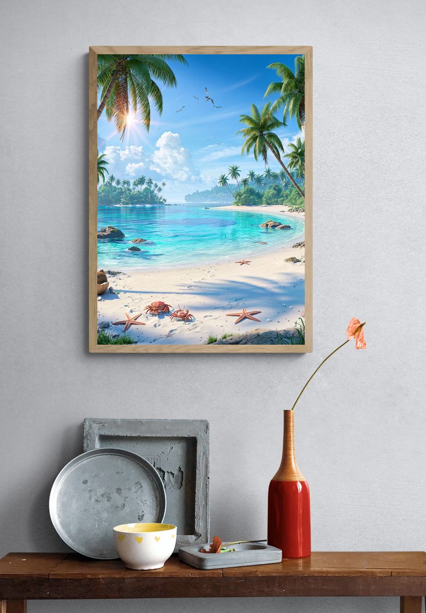 Tropical Paradise Beach Print. — room view 3