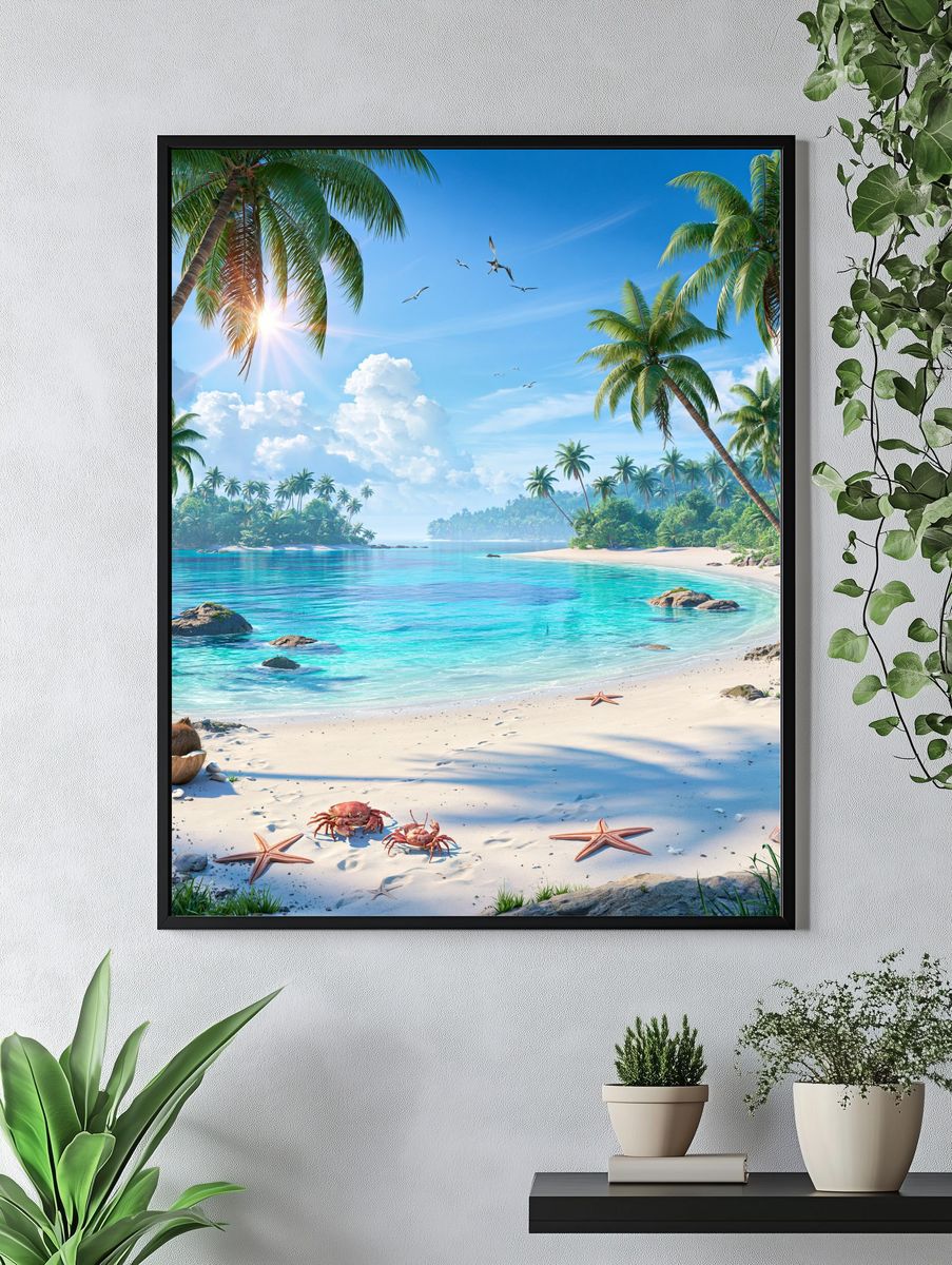 Tropical Paradise Beach Print. — room view 4