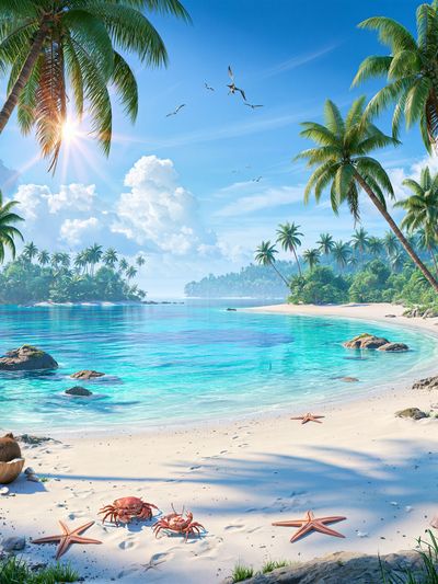 Tropical Paradise Beach Print. poster