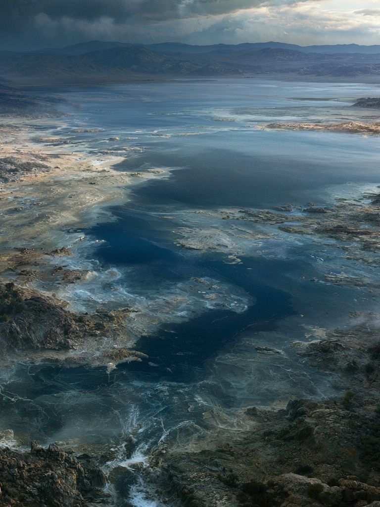 Stormy Coastal Bay Landscape Poster. poster — nature art