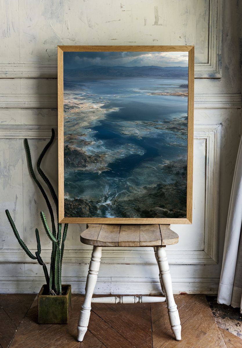 Stormy Coastal Bay Landscape Poster. — room view 1