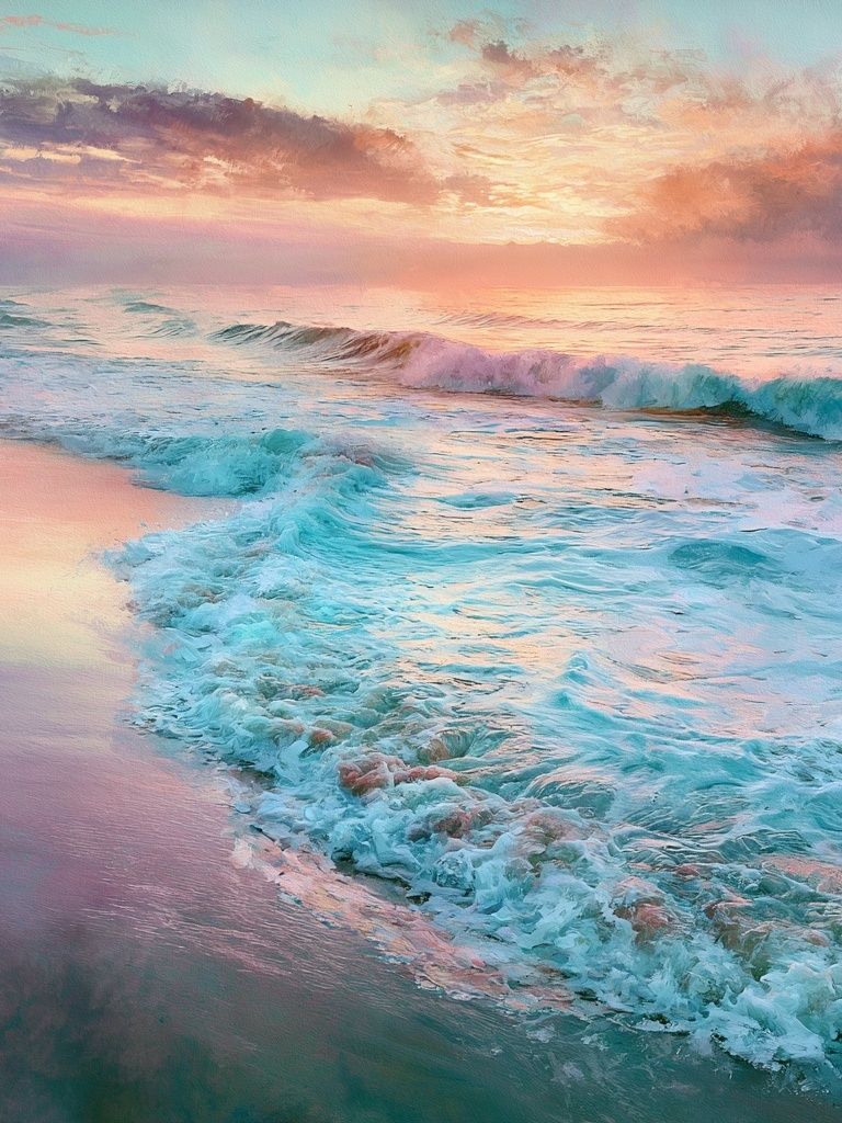 Pastel Ocean Sunset Print. poster detail