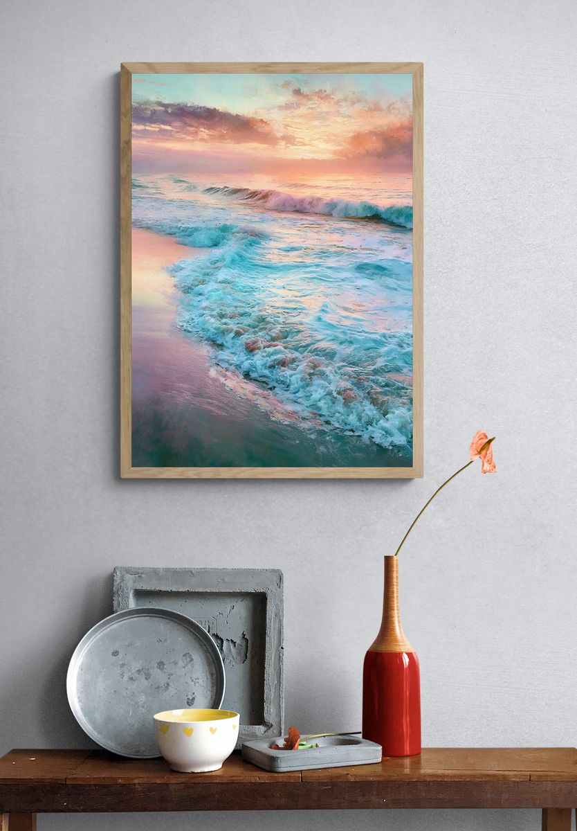 Pastel Ocean Sunset Print. — room view 3