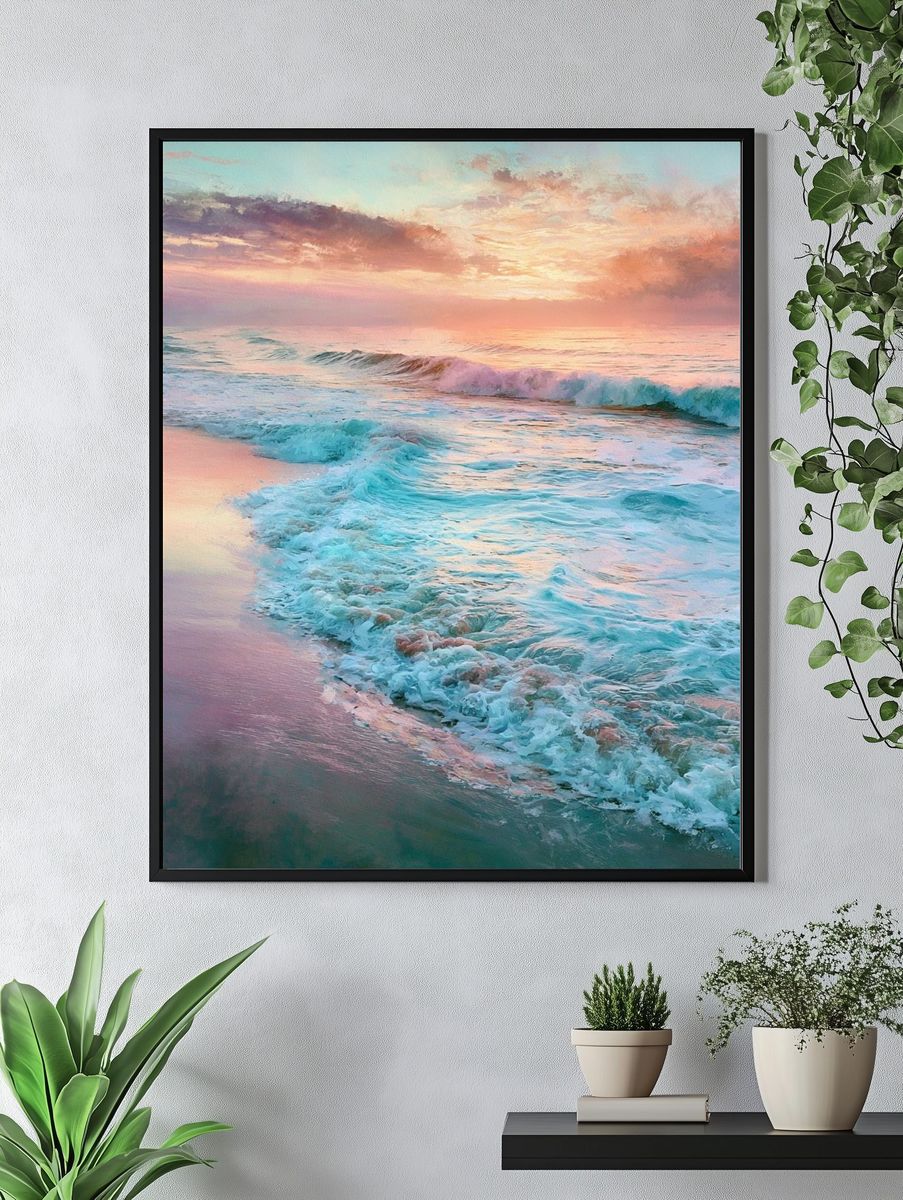 Pastel Ocean Sunset Print. — room view 4