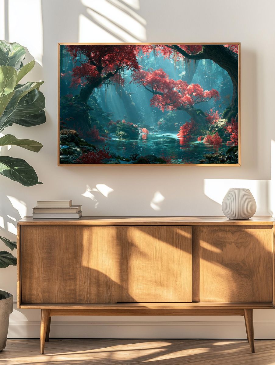 Enchanted Coral Forest Landscape Print. — room view 3